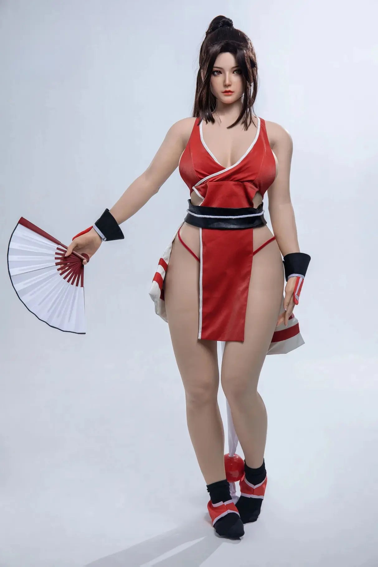 Aileen long black hair red kunoichi costume Mai Shiranui cosplay pose – cosplay sex doll by TopLoveDoll