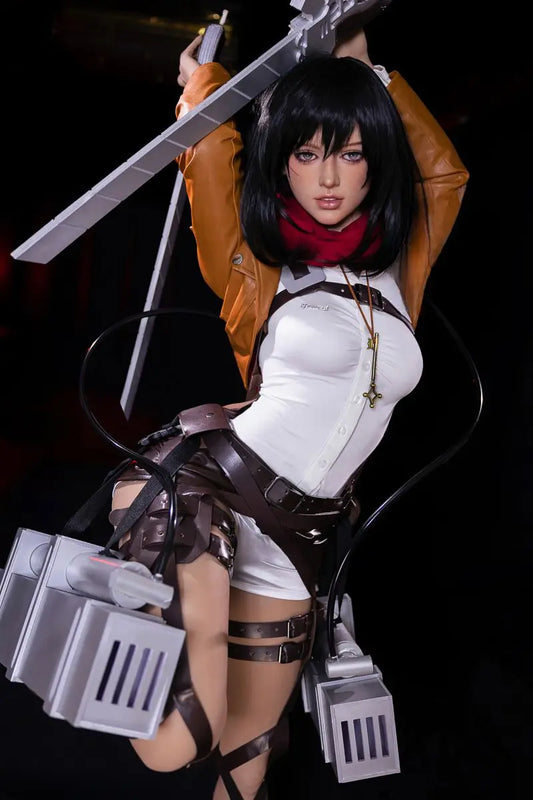 Arlette Attack on Titan Mikasa Ackerman cosplay sex doll, lift her blades, ready to fight- Survey Corps uniform warrior for love by TopLoveDoll