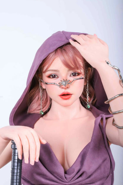 Aurora sexy Jedi cosplay roleplay sex doll, playing with your lightsaber collections, close-up, in a purple jedi style hoodie - Star Wars fantasy companion by TopLoveDoll
