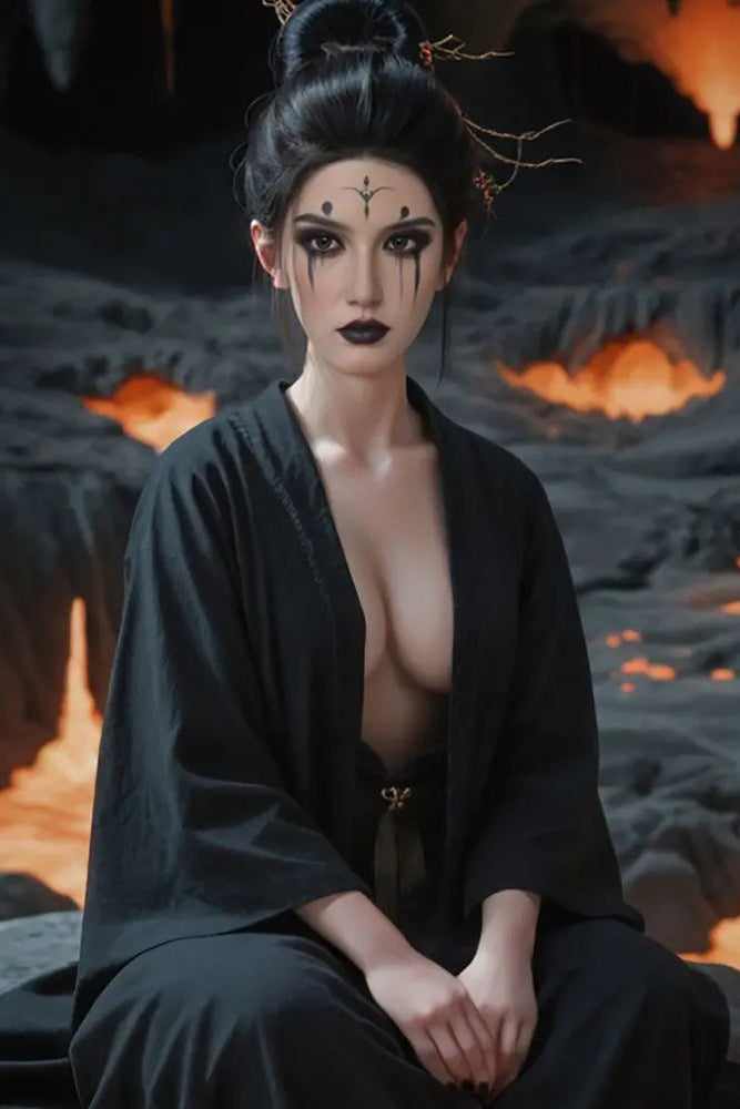 Avalynn Black Myth Wukong Spider Demon Fourth Sister cosplay sex doll sitting in a volcanic cave- dark supernatural beauty BJD by TopLoveDoll
