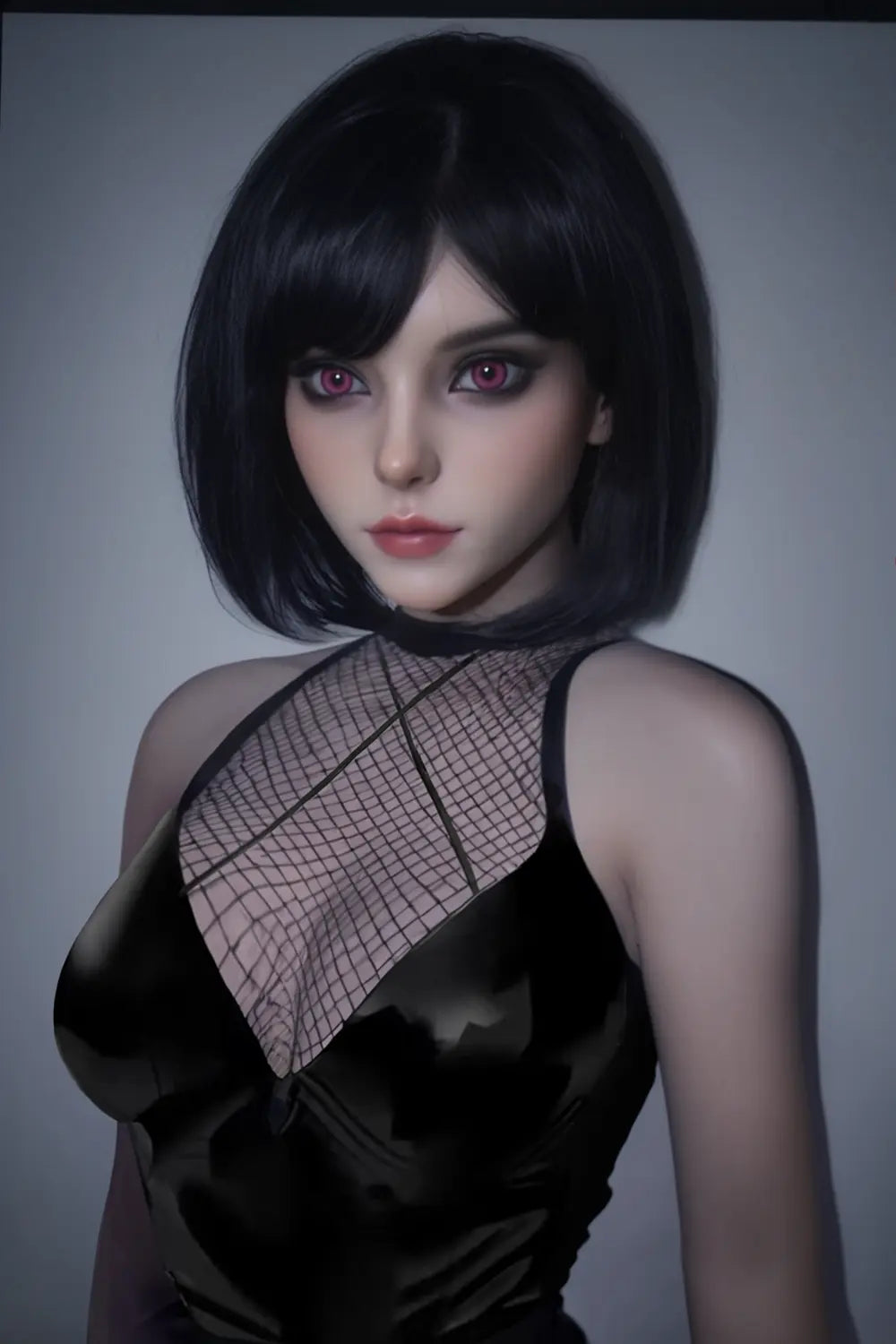 TopLoveDoll | Miko Succube aux yeux rouges - Poupée sexuelle anime en résille avec cache-tétons