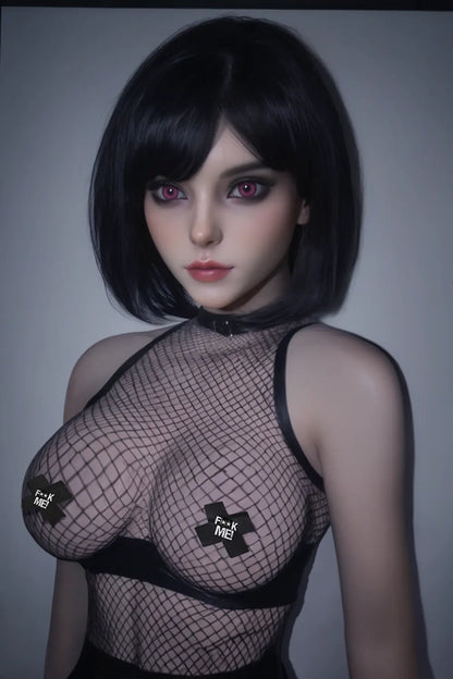TopLoveDoll | Miko Succube aux yeux rouges - Poupée sexuelle anime en résille avec cache-tétons