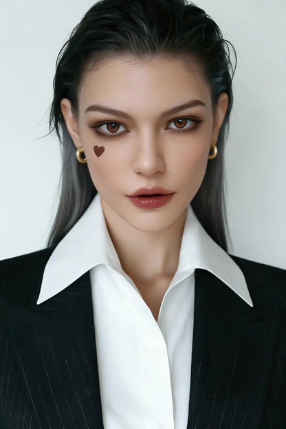 Close-up of Lieutenant sex doll sharp facial features - authoritative femdom BDSM companion