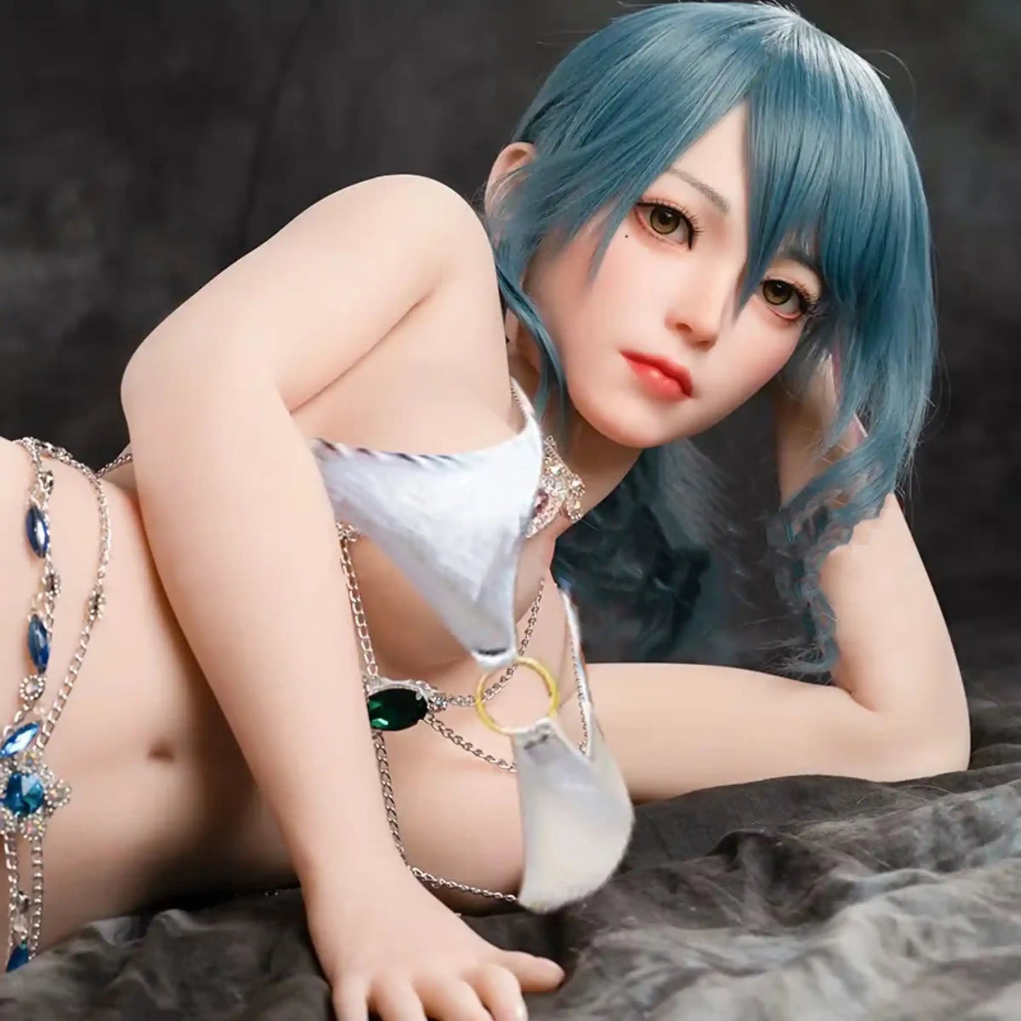 TopLoveDoll | Miko Marine Elf - Poupée sexuelle BJD anime aux cheveux bleus - Poupée sexuelle anime BJD - Cheveux bleus
