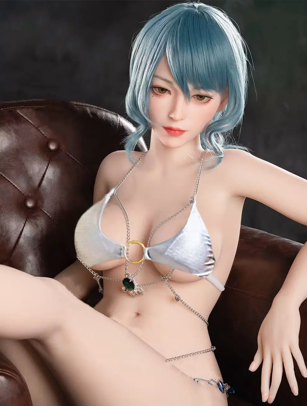TopLoveDoll | Miko Marine Elf - Poupée sexuelle BJD anime aux cheveux bleus - Poupée sexuelle anime BJD - Cheveux bleus