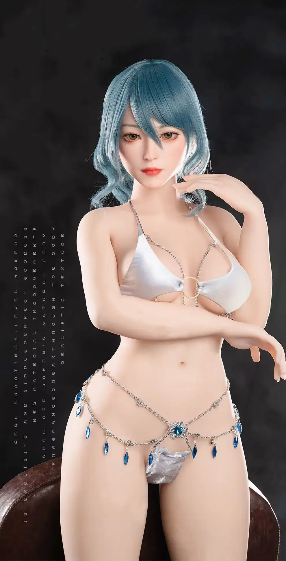 TopLoveDoll | Miko Marine Elf - Poupée sexuelle BJD anime aux cheveux bleus - Poupée sexuelle anime BJD - Cheveux bleus